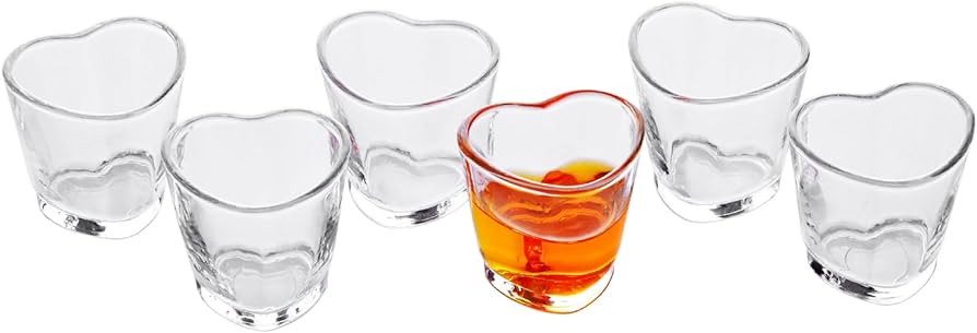 Shot Glasses, 1.5oz Heart Shaped Shot Glasses Set of 6/Soju Shot Glasses/Cute Shot Glasses/Bulk S... | Amazon (US)
