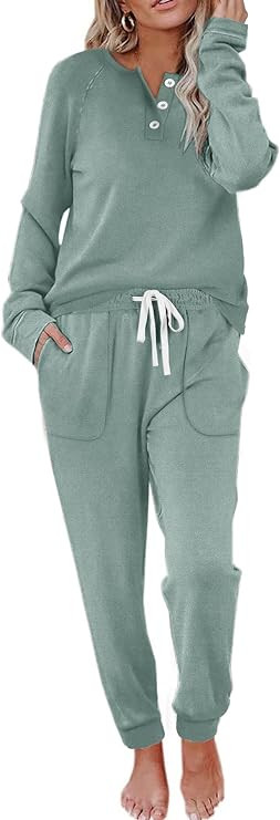 WIHOLL Two Piece Outfits for Women Lounge Sets Button Down Sweatshirt Sweatpants Sweatsuits Set w... | Amazon (US)