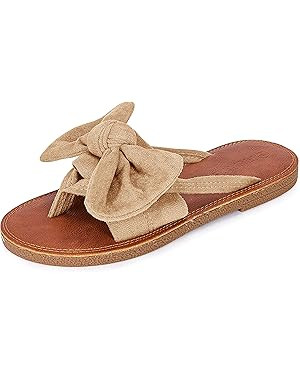 FISACE Womens Slip On Flip Flops Ring Toe Strappy Summer Gladiator Flat Sandals | Amazon (US)