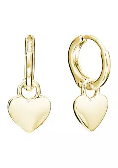 Belk Silverworks Heart Charm Hinge Hoop Earrings | Belk