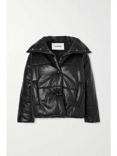 Nanushka - Quilted Vegan Leather Jacket - Black | NET-A-PORTER (US)