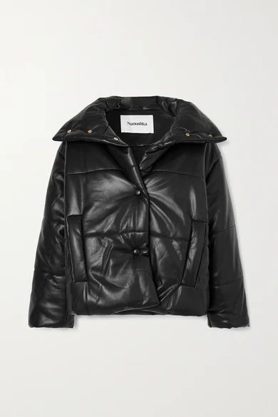 Nanushka - Quilted Vegan Leather Jacket - Black | NET-A-PORTER (US)