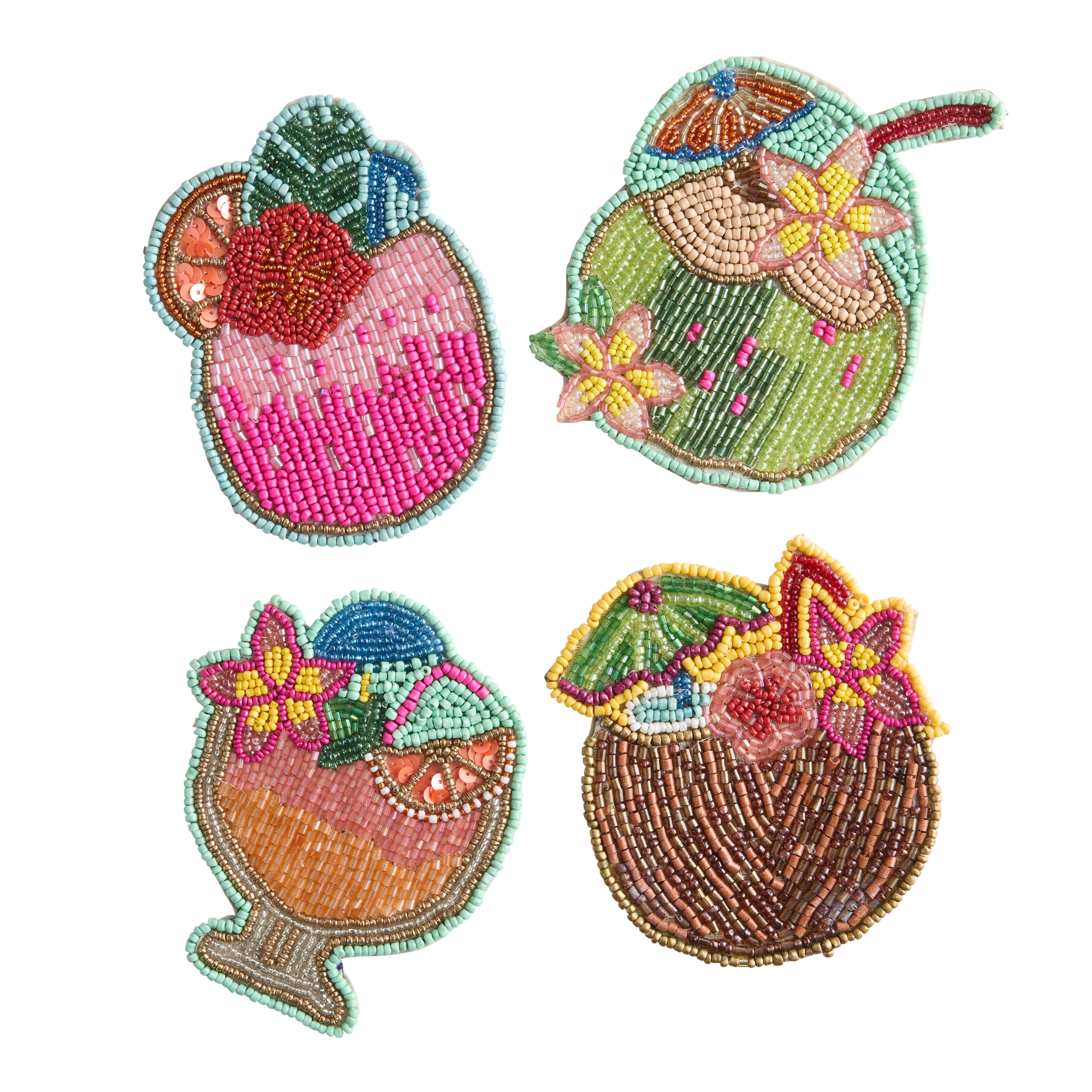 Tropical Cocktails Beaded Coasters 4 Pack | World Market