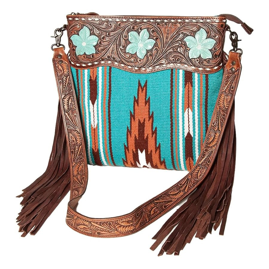 American Darling Signature Crossbody Hand Tooled Saddle Blanket Genuine Leather Western Women Bag... | Amazon (US)