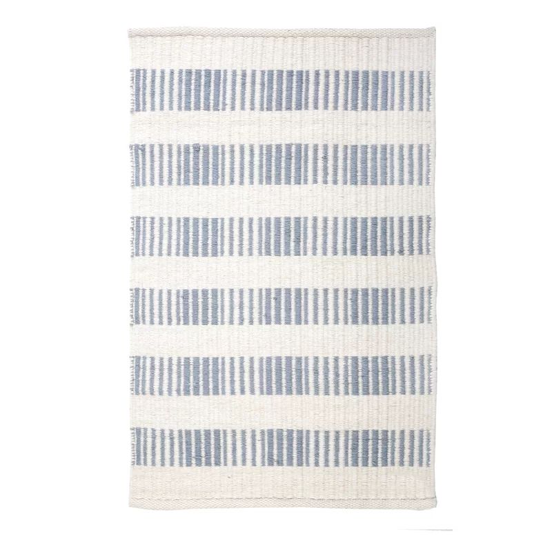 Brooke Striped Hand-Woven Flatweave Nordic Blue Area Rug | Wayfair North America