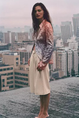 By Anthropologie Ombre Sequin Buttondown Shirt | Anthropologie (US)