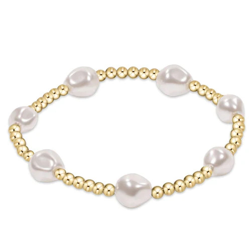 Admire Gold 3mm Bracelet-Pearl | Linen & Flax Co