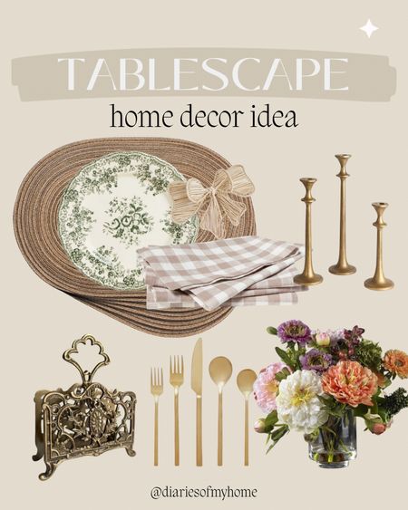 TABLE DECOR IDEA ✨

it’s been a while since I set up our formal dining room with a lil Tablescape situation! 

details here:
+ floral green plates/bowls: Zara
+ smaller scalloped plates
+ table napkins
+ placemats
+ cute bow napkin holders
+ candles
+ candle holders
+ floral centerpiece vase: Target dollar spot

I’ll have everything linked in my bio! What do you think of it? 👀






home decor inspo | Amazon finds | Amazon home decor | Walmart finds | front porch | bathroom | dining room | dining table | styling | Tablescape | Mother’s Day | dinner | brunch | entertaining at home | interiors #homedecor #affordablehomedecor #boujeeonabudget #amazonhomefinds #targetstylehome #decoronabudget #modernclassicinterior #springdecor #homedecorationideas #collectedhome #tablescapes #tabledecorideas #entertainingathome 

#LTKFindsUnder50 #LTKHome #LTKFindsUnder100