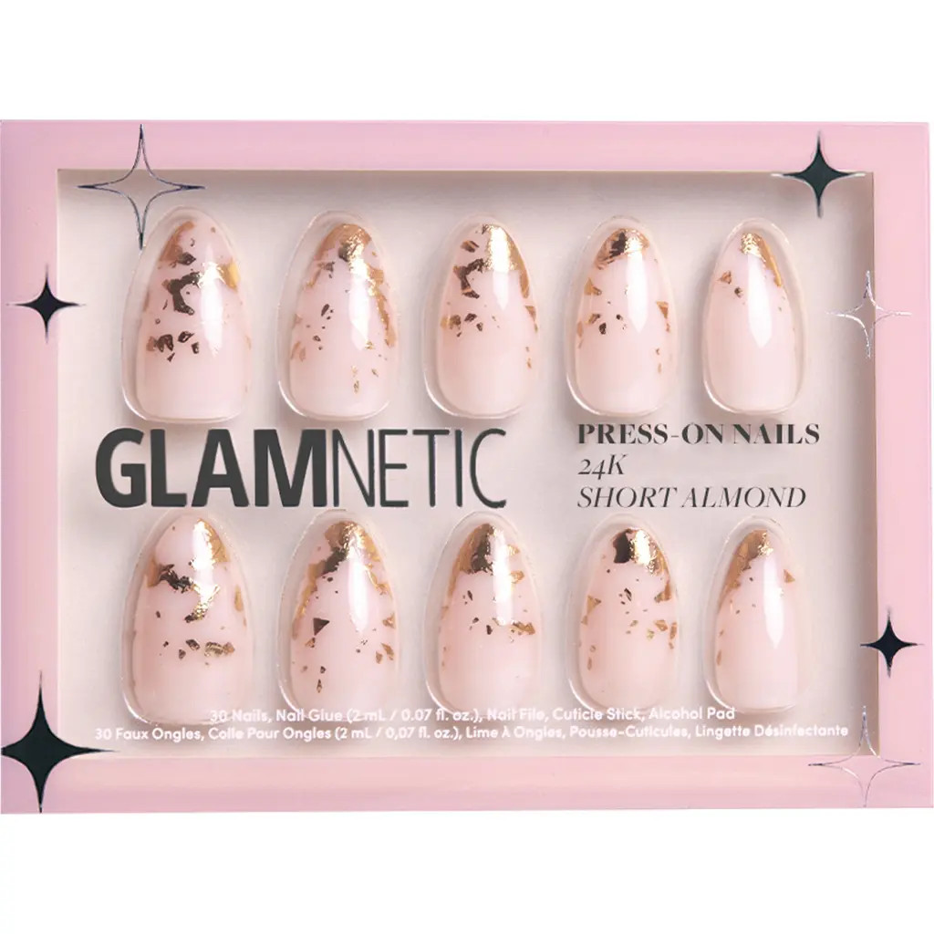 GLAMNETIC Short Almond Press-On Nails Set in 24K at Nordstrom | Nordstrom