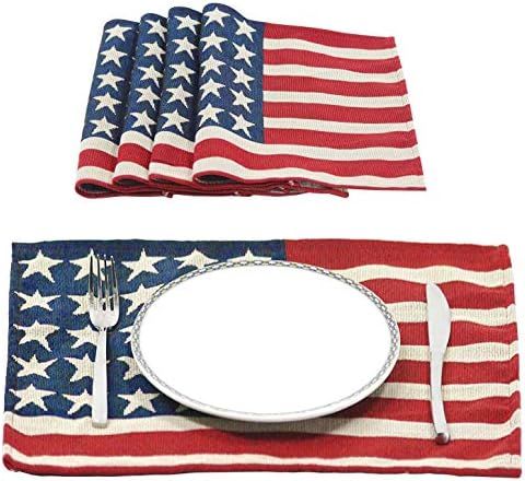 4th of July Placemats American Flag USA Flag Place Mat Non Slip Heat-Resistant Washable Table Mat... | Amazon (US)