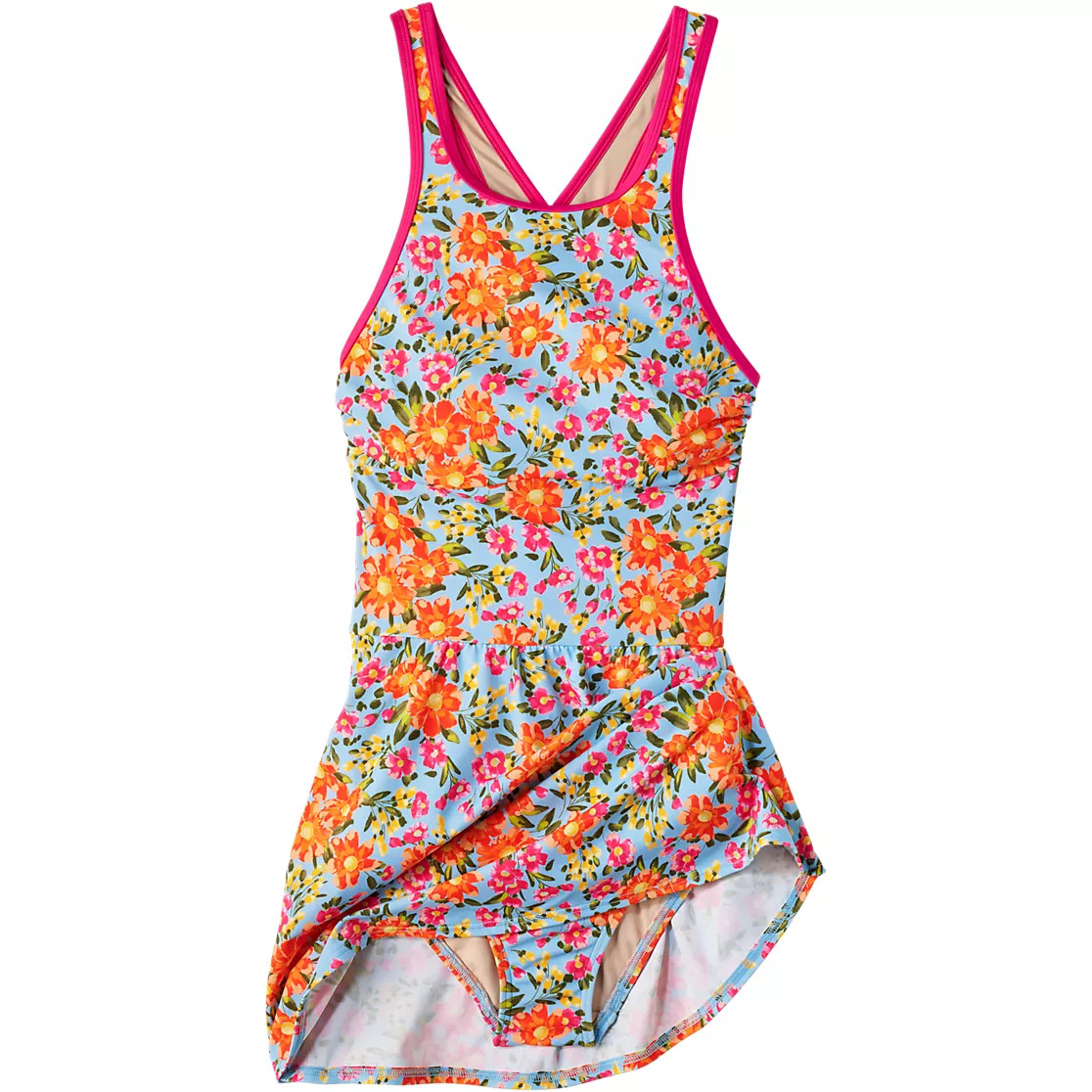 Women's Tugless High Neck Swim Dress Swimsuit | Lands' End (US)