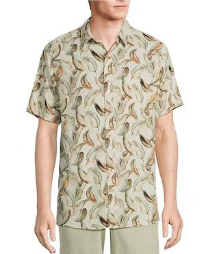 Rowm's Outsider's Oasis Short Sleeve Banana Leaf Print Shirt | Dillard's
