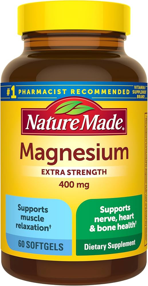 Nature Made Magnesium Oxide 400 mg Softgels, Extra Strength Magnesium Supplements for Men and Wom... | Amazon (US)