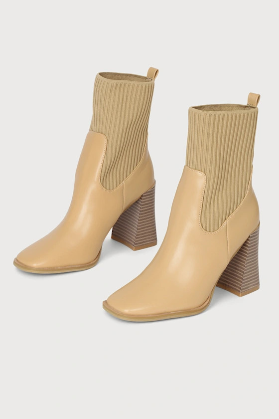 Naynee Camel Square Toe Mid-Calf Boots | Lulus (US)