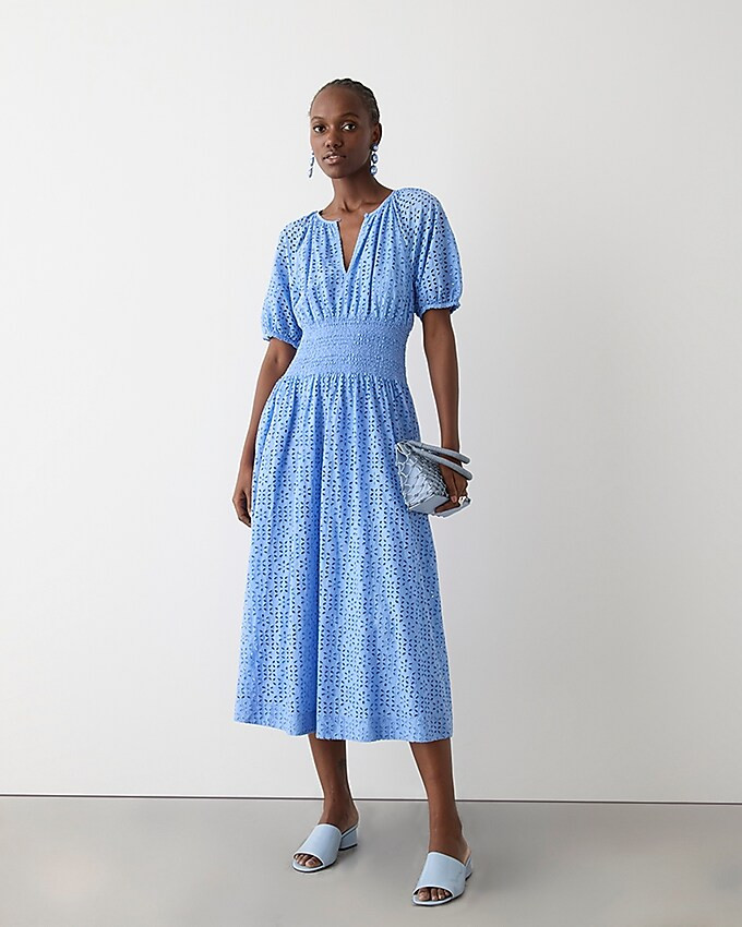 Provence smocked-waist midi dress in eyelet | J. Crew US