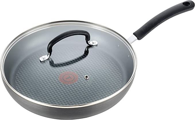 T-fal Dishwasher Safe Cookware Fry Pan with Lid Hard Anodized Titanium Nonstick, 12-Inch, Black | Amazon (US)
