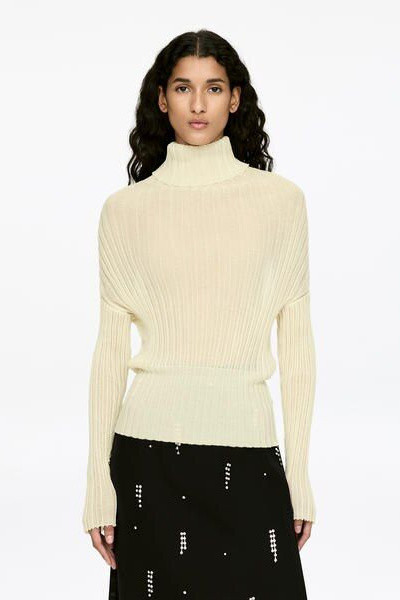 Rib Roll-Neck Top – Off White – Women – ARKET GB | Arket UK