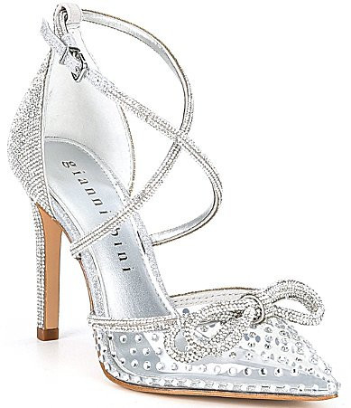 Gianni Bini EzlynnTwo Clear Rhinestone Embellished Bow Pointed Toe Pumps - 11 | Dillard's