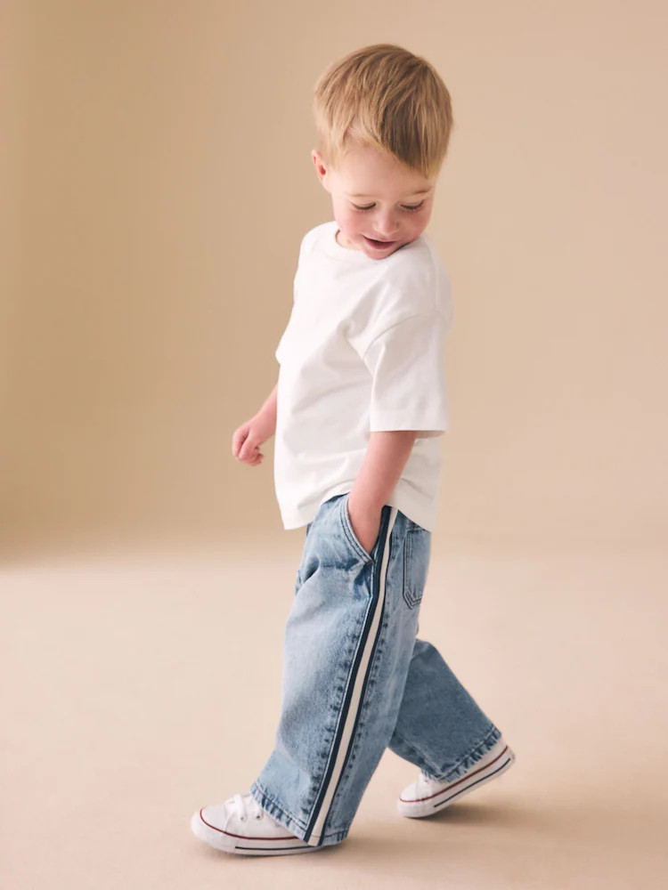 Light Blue Side Stripe Wide Fit Jeans (3mths-7yrs) | Next US