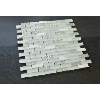 1/2 x 2 brick pattern glass tile; color: white glass tile & white marble tile | Walmart (US)