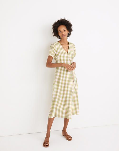 Button-Wrap Midi Dress in Gingham Check | Madewell