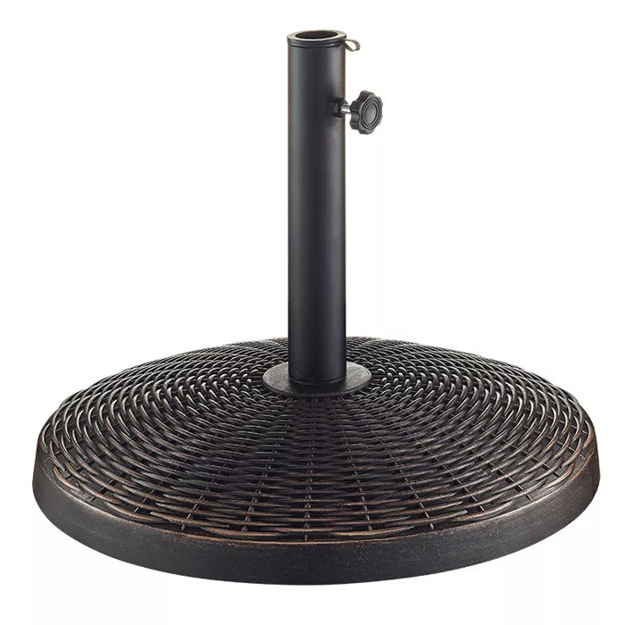 Round Polyresin Wicker Style Umbrella Base- Antique Bronze - Saracina Home | Target