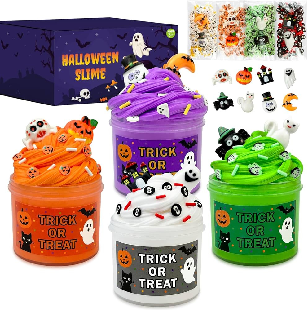 Halloween Treat Non Candy for Toddlers 4 PCS, Halloween Slime Toys Gifts Party Favors for Kids, S... | Amazon (US)