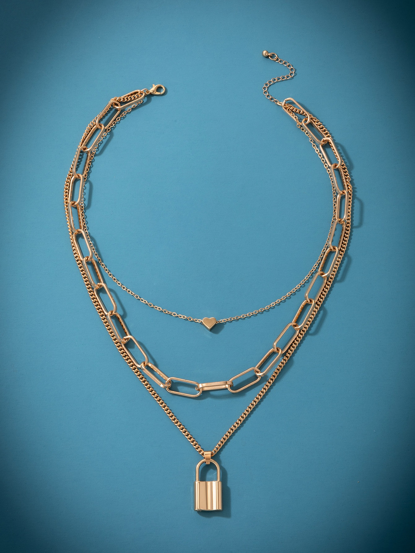 ROMWE 1pc Lock Charm Layered Necklace | SHEIN USA | SHEIN