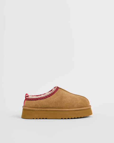 Australian Design Ugg Sheepskin and Leather Tape Collar Mule - Chestnut | Target AU