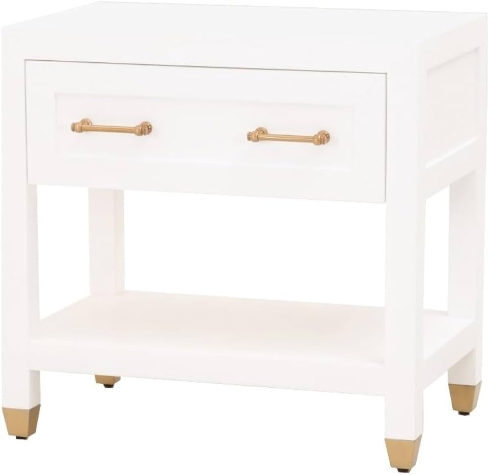 Traditions Stella 1-Drawer Wood Nightstand in White | Amazon (US)