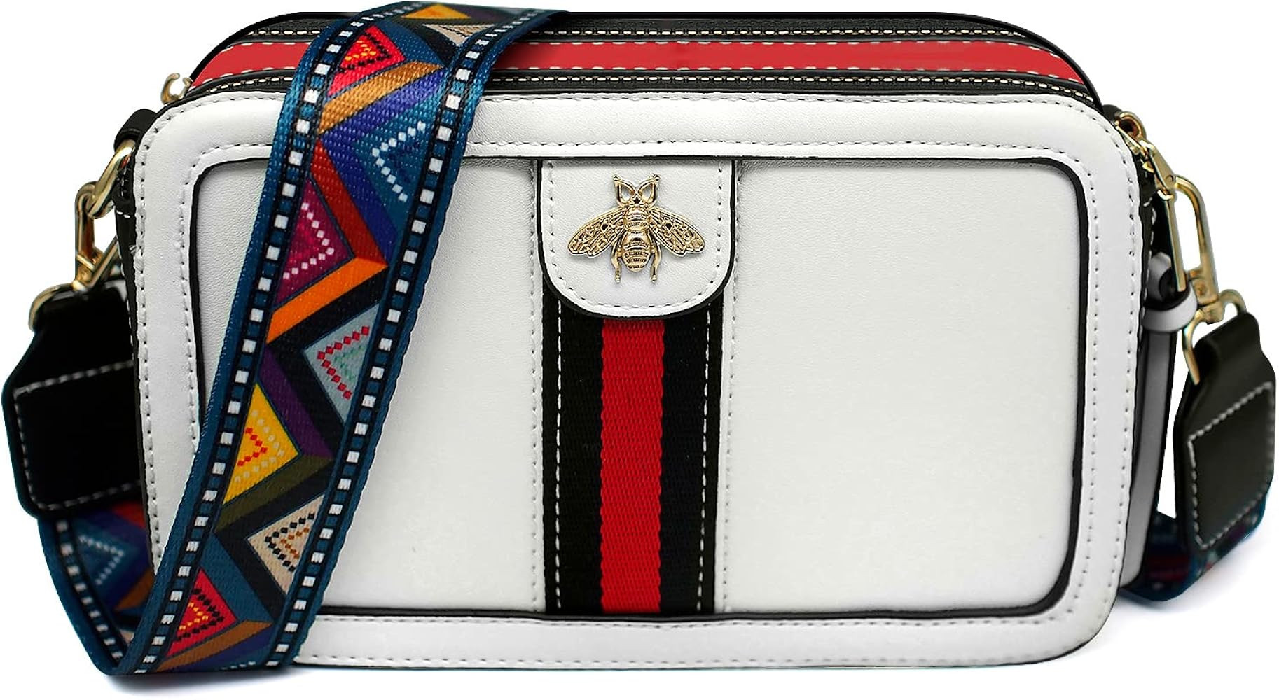 Beatfull Designer Bee Crossbody Purse for Women PU Leather Shoulder Handbag Camera Clucth | Amazon (US)