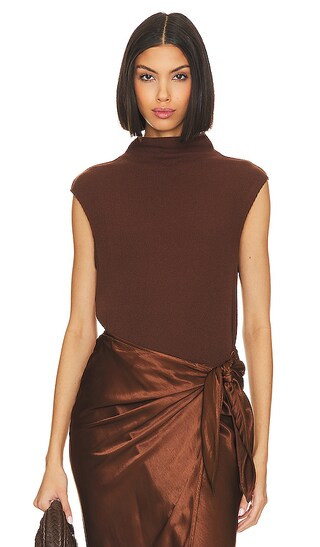 Sleeveless Knit Turtleneck Top in Saddle Brown | Revolve Clothing (Global)