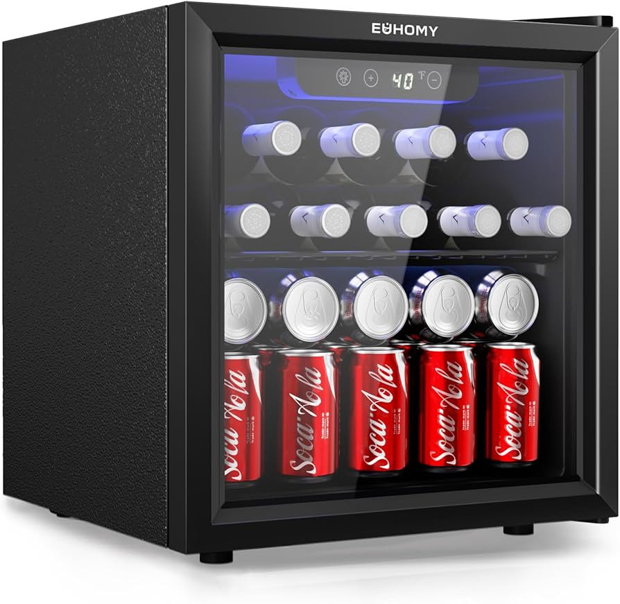 EUHOMY 48 Can Beverage Refrigerator cooler-Mini Fridge Glass Door for Beer Drinks Wines, Countert... | Amazon (US)