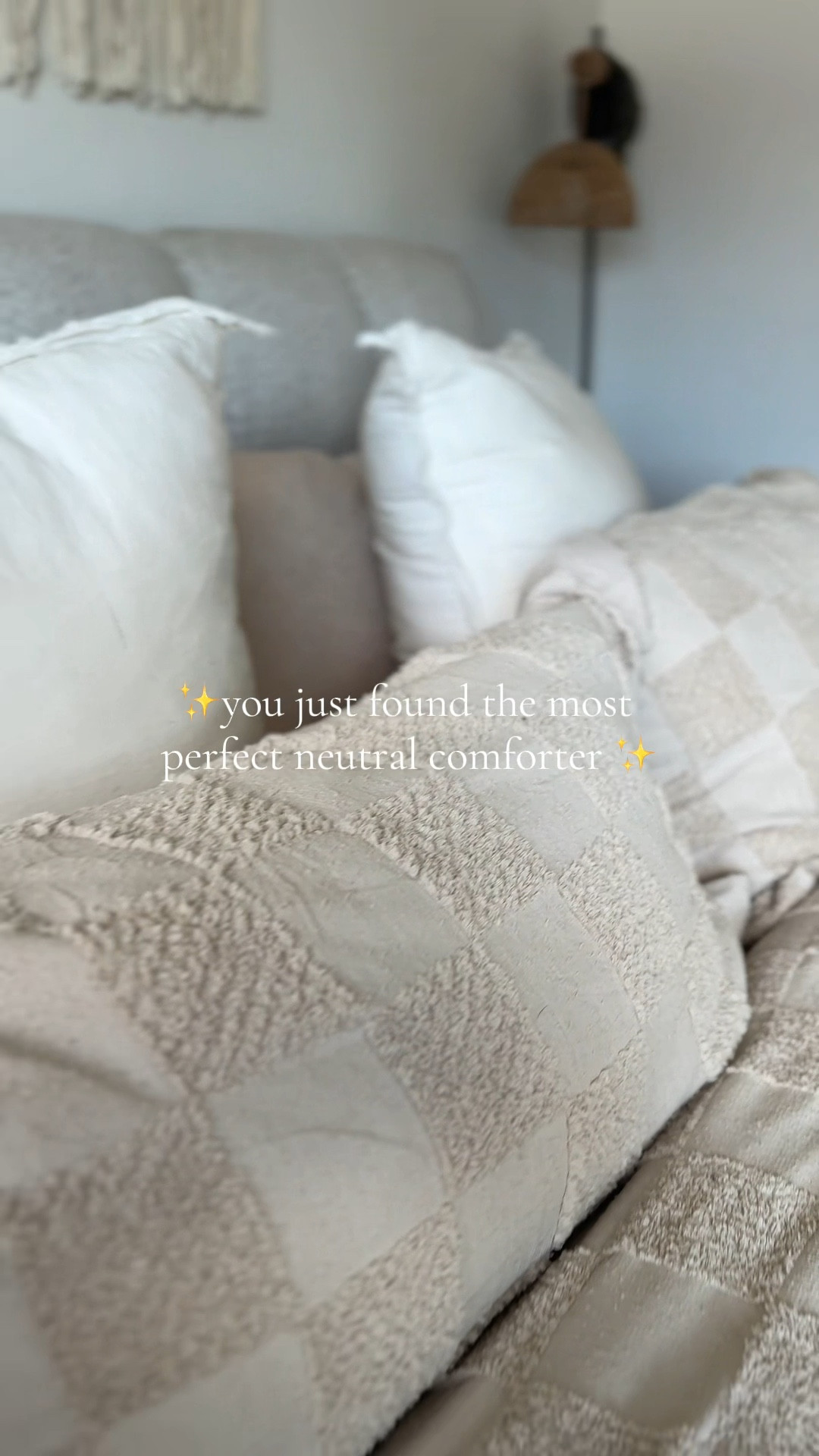 The cutest coziest neutral comforter set I’ve ever seen! Bedding reset for fall! #bedding #beddingset #comforter #neutralbedroom