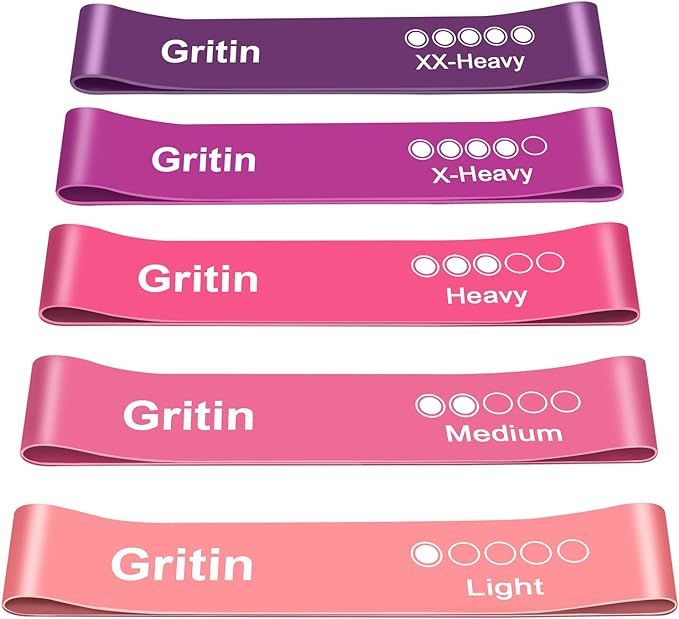 Gritin Resistance Bands, [Set of 5] Skin-Friendly Resistance Fitness Exercise Loop Bands with 5 D... | Amazon (UK)