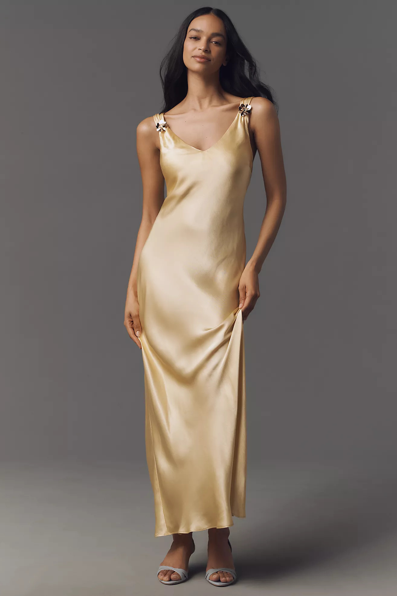 By Anthropologie Sleeveless V-Neck Midi Slip Dress | Anthropologie (US)