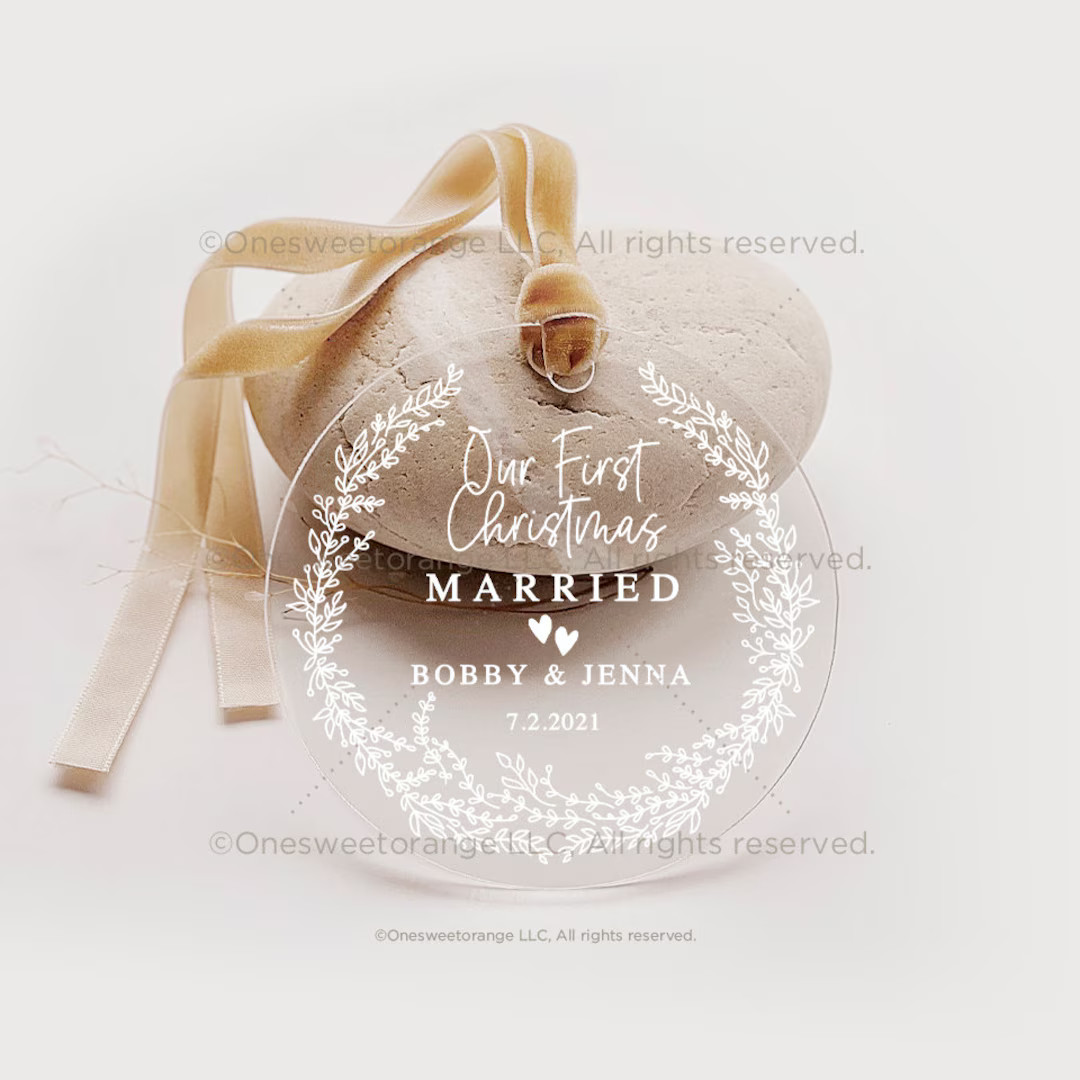 First Christmas Married Ornament Newlywed Gift Mr & Mrs Christmas Ornament Personalized Mr Mrs We... | Etsy (US)