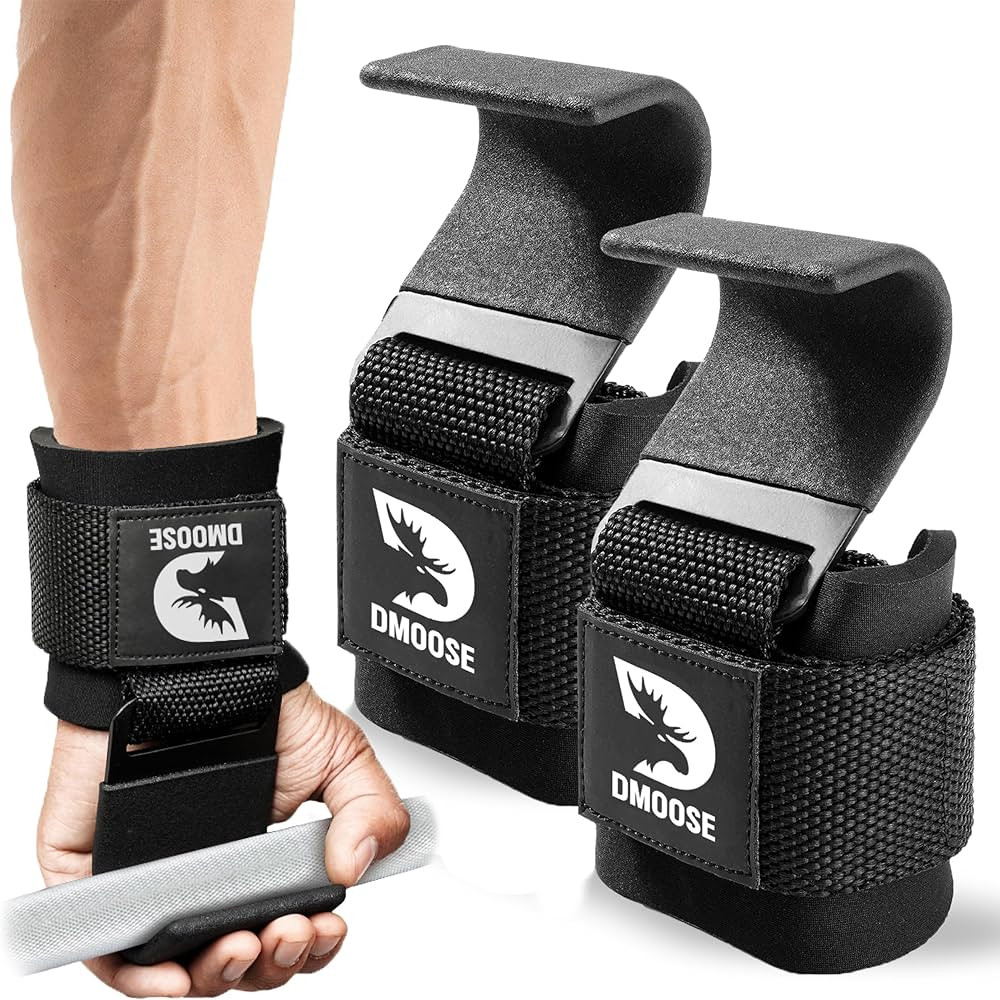 DMoose Fitness Weight Lifting Hooks (Pair) for Deadlifts, Pull Ups, Rows & Shrugs - Anti-Rip Nylo... | Amazon (US)