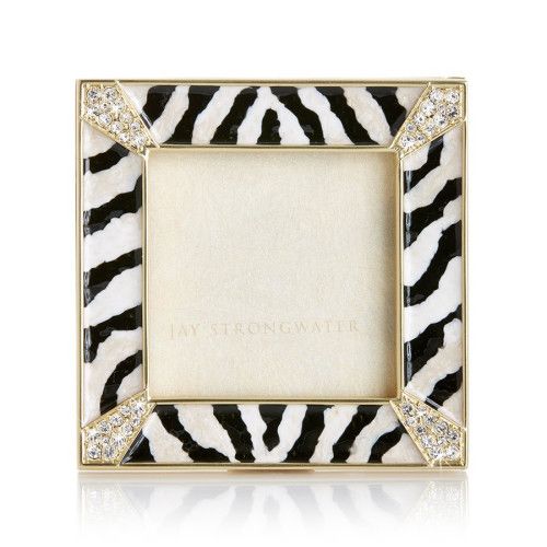 Jay Strongwater Zebra Striped Pave Corner 2" Square Frame | Gracious Style