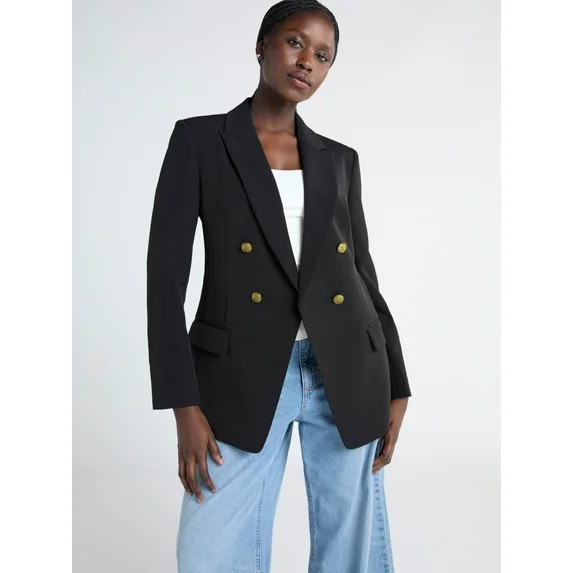 Scoop Women's Slim Fit Double Breasted Blazer, Sizes XS-XXL | Walmart (US)