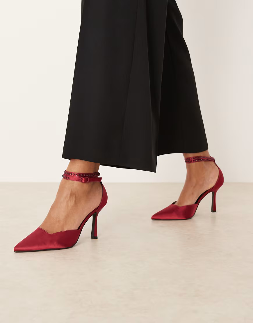 RAID Etanah pointed toe pumps in cherry red satin | ASOS (Global)