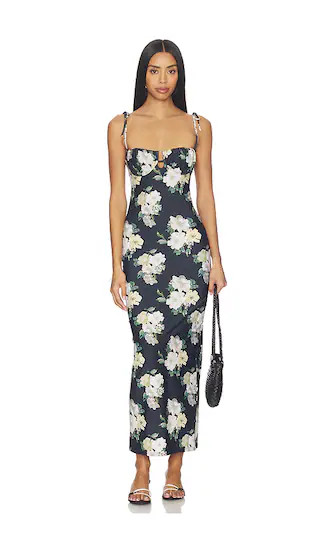 Montce Petal Long Slip Dress in Black. - size M | Revolve Clothing (Global)
