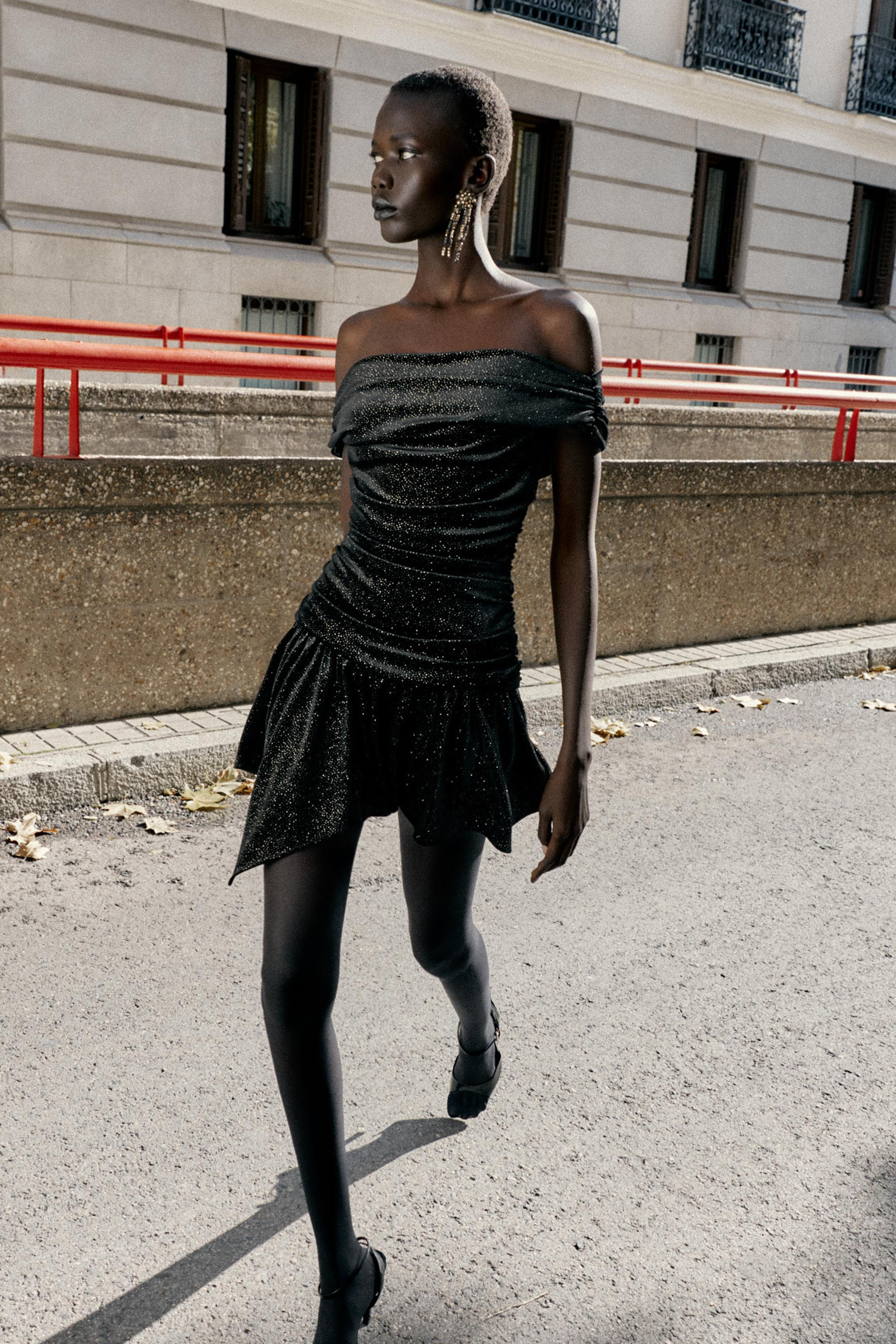 SPARKLY VELVET MINI DRESS | Zara Canada