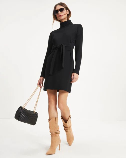 Mylah Knit Turtleneck Sweater Dress - Black | VICI Collection
