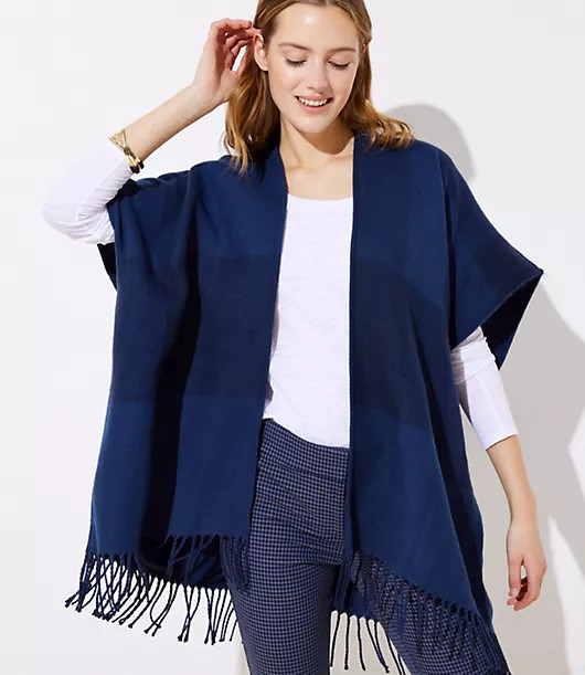 LOFT Plaid Poncho Jacket | LOFT