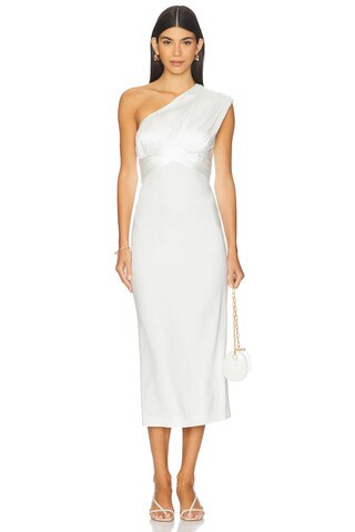 Delanie Midi Dress in Ivory | Revolve Clothing (Global)