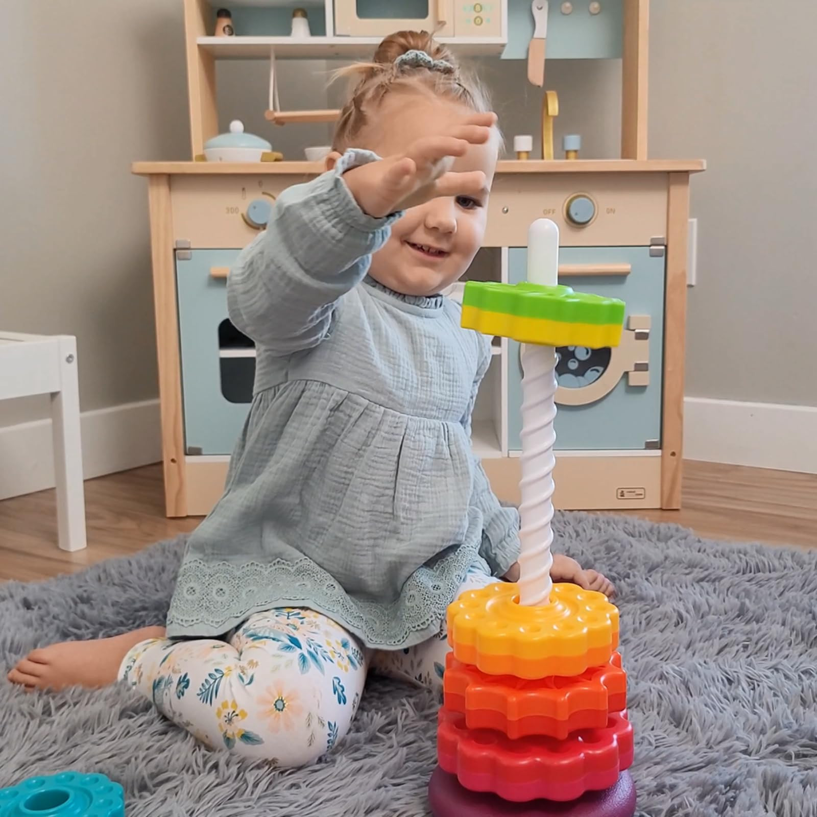 Spinning Stacking Toys, Educational Toddler Toy Stacking Rings Baby Toys, Montessori Toy for Girl... | Amazon (US)