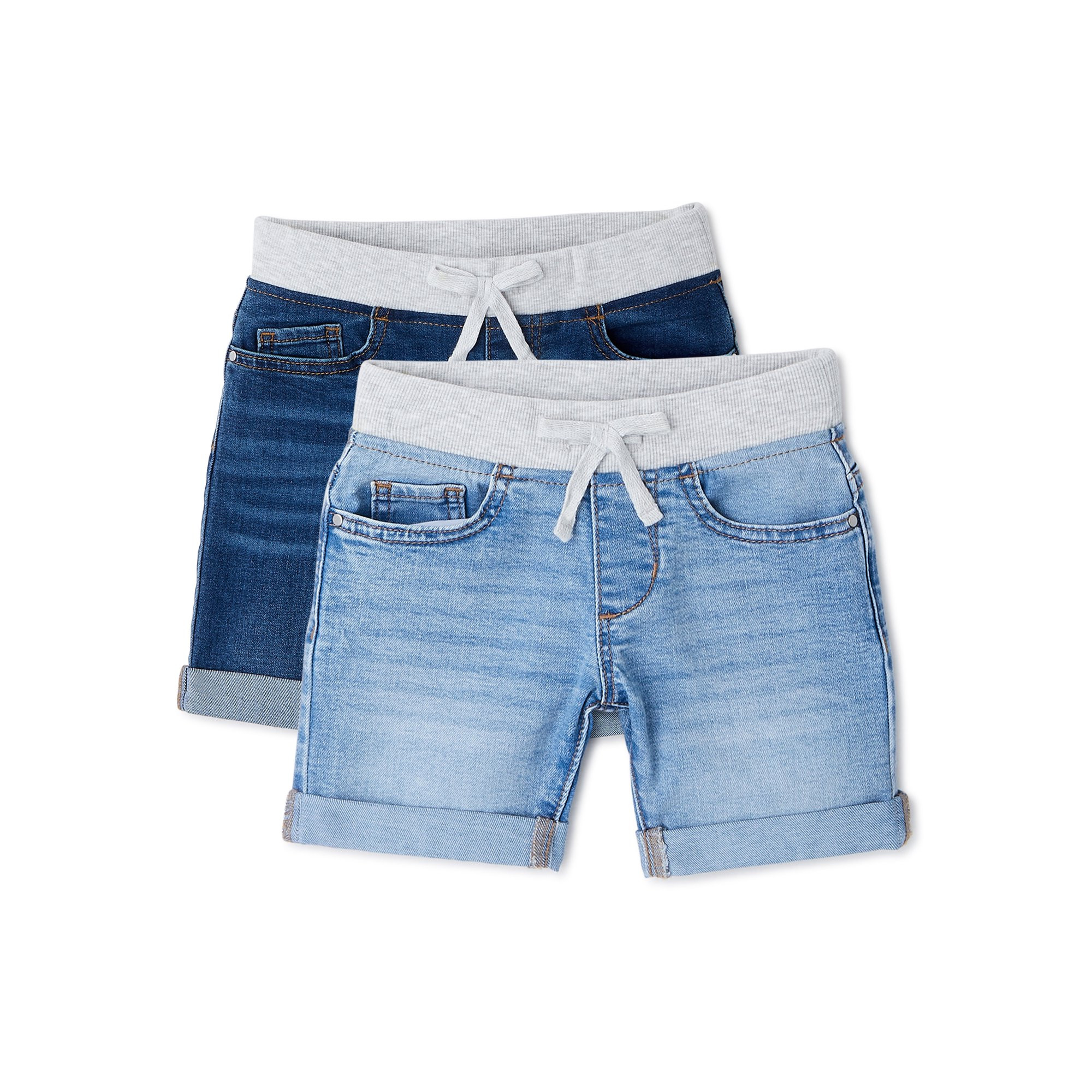 Wonder Nation Girls Knit Waist Denim Jean Bermuda Shorts, 2-Pack, Sizes 5-18 & Plus | Walmart (US)