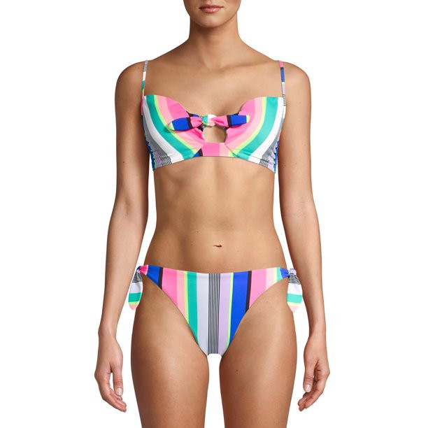 No Boundaries Juniors' Mediterranean Stripe Swimsuit Top | Walmart (US)