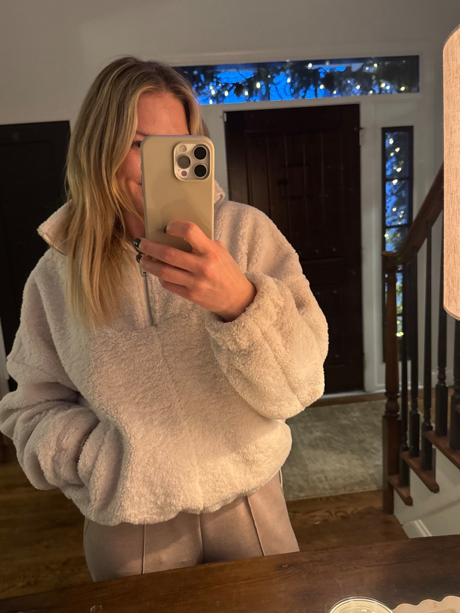 The coziest Amazon half zip Sherpa! I can’t get over the quality! I sized up to a M for length in the arms. 

#LTKOver40 #LTKmomlife